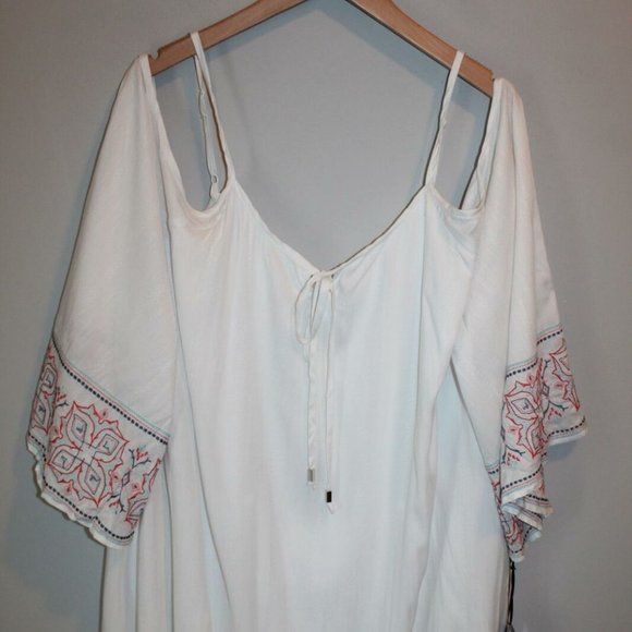 Ava & Viv Embroidered Festival Cold Shoulder Dress Peasant Boho Size 4X HW6997 - Picture 2 of 8